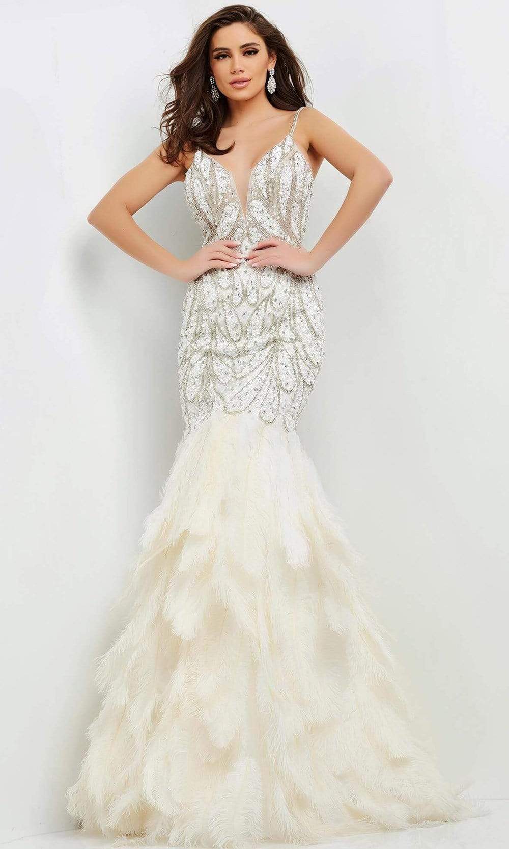 Jovani - 04625 Jeweled Tier-Ornate Dress - FOSTANI