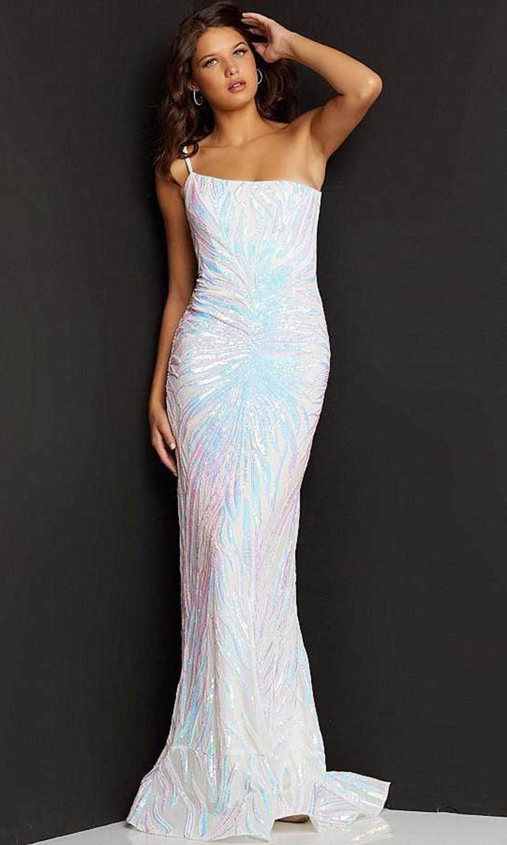 Jovani - 05664 One Shoulder Sequin Sheath Dress - FOSTANI