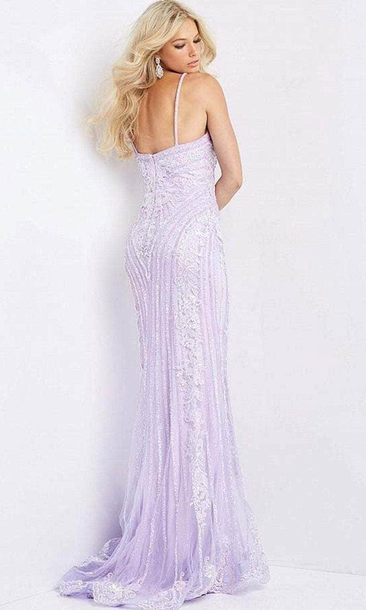 Jovani - 05752 Beaded Plunging V-Neck Mermaid Gown - FOSTANI