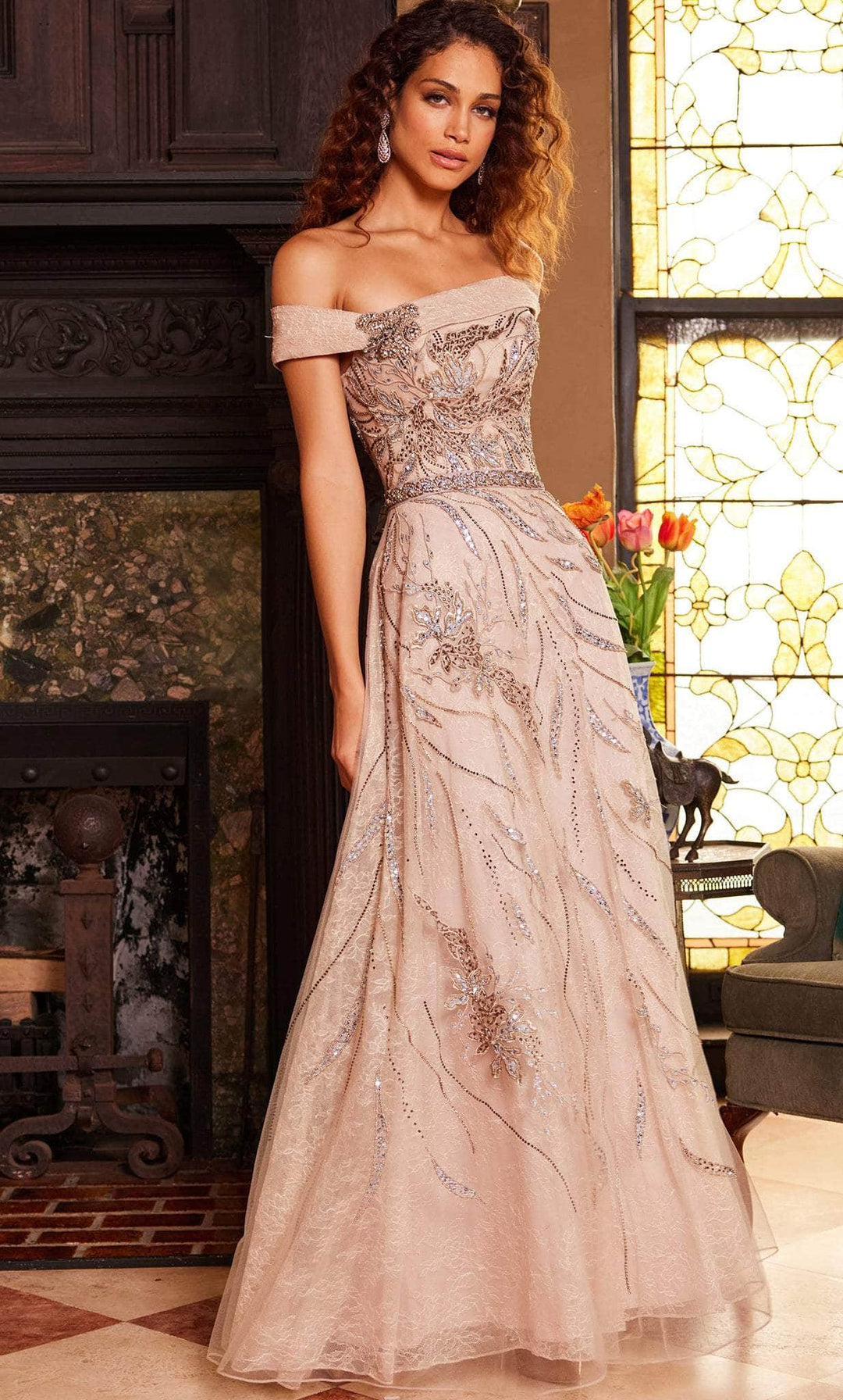 Jovani 24055 Dress Champagne / 12 Jovani 24055 Dress Champagne / 12