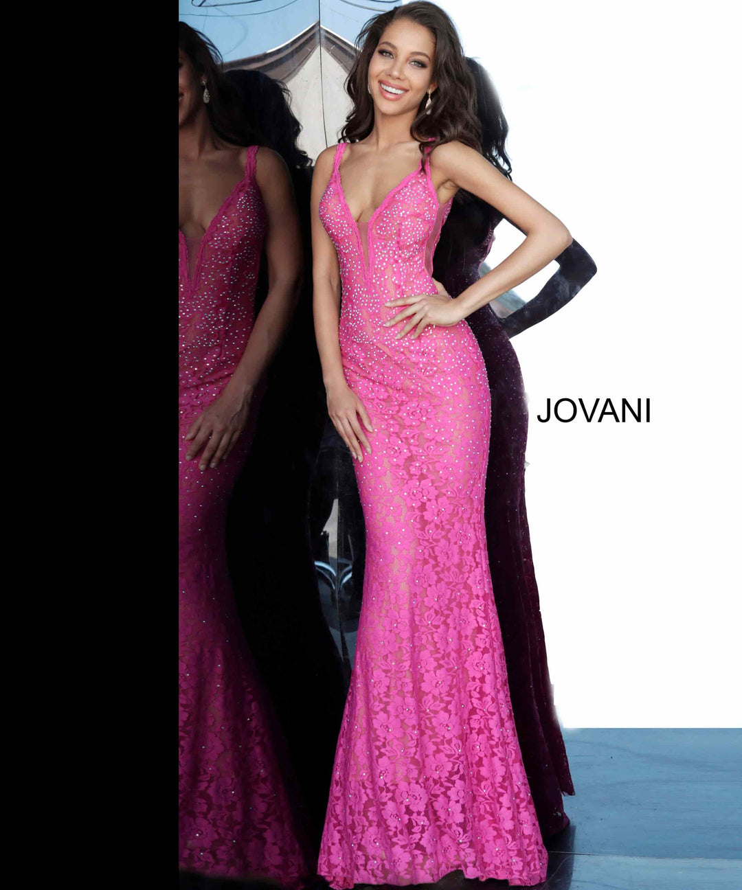 Jovani - Fitted Lace Prom Dress 48994 - FOSTANI