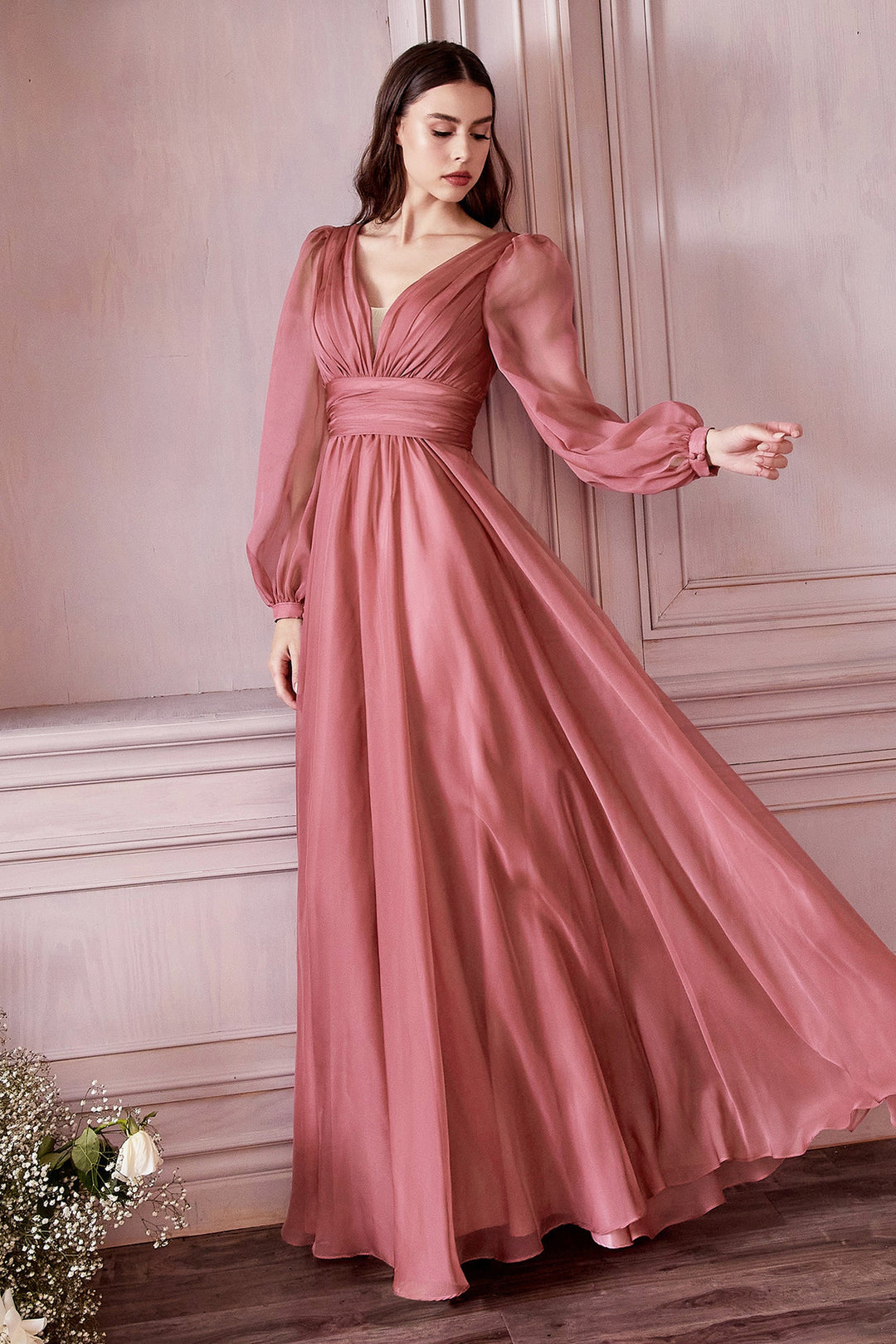 pink chiffon dress Ladivine CD0192 Dress