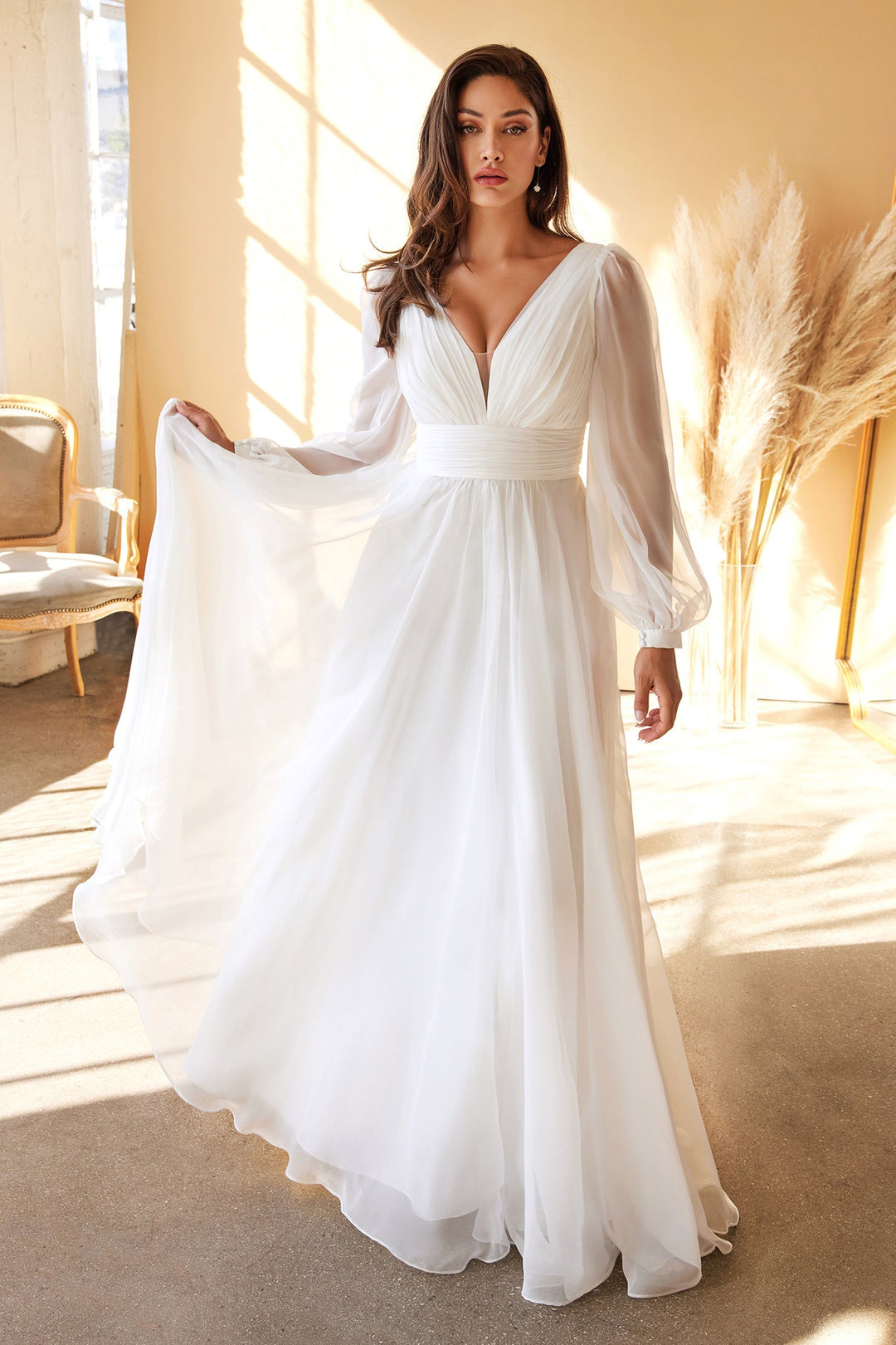 cinderella divine long sleeve dress Cinderella Divine CD243CCL Women's Formal Evening & Wedding Guest Dress - Petal-Blush